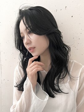 ビーチ(BEACH) かきあげロングレイヤーツヤ感黒髪ブラックカラー