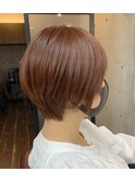 丸みショート×ピンクブラウン