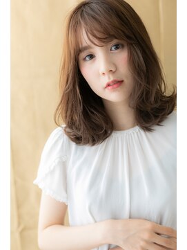 カバーヘア イヴ 戸頭店(COVER HAIR EVE) 斜めバングカーキベージュ小顔鎖骨ミディアムZ戸頭10代20代30代