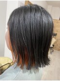 インナーカラー×切りっぱなしボブ
