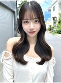 20代30代40代◎前髪パーマ韓国風巻きくすみベージュお団子ヘア