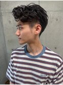 メンズ/マッシュパーマ/ウルフ/アッシュブラック/カルマパーマ