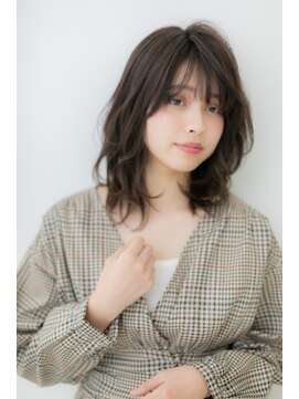 カバーヘア イヴ 戸頭店(COVER HAIR EVE) 黒髪ダークアッシュくせ毛風エアリーミディY戸頭20代30代40代!