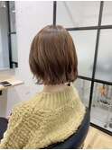 ミルクティーベージュ×切りっぱなしボブ【竹中慎治】梅田