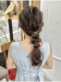 結婚式ヘアセット/ダウンアレンジ/ココアベージュ W1124