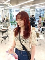 ブラウン(Brown)&nbsp;《Ryoka》ロングパーマ×カシスカラー