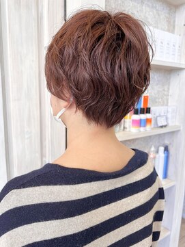 キャアリー(Caary) 福山Caary立体感無造作パーマショートスタイル暖色ルビーカラー