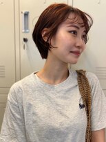 パーク 福岡天神西通り店(parc)&nbsp;オレンジブラウン　ショートボブ　パーマ風セット　ブリーチなし