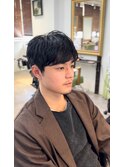 メンズカット　ビジネスカジュアル　ニュアンスパーマ　眉カット