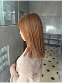 ベージュカラーくすみベージュダブルカラー切りっぱなしボブ茶髪