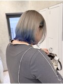 silver × pail Blue 【ブリーチ/ダブルカラー/髪質改善】