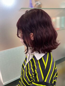 フェアレディ 烏山店(FAIRLADY) ブリーチ無しダブルカラー◎ワインレッド ウェーブボブ