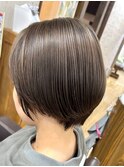 極細ハイライト、大人ブリーチ、職場ok、グレージュ