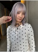 ホワイトラベンダー/ハイトーンカラー／ボブカット