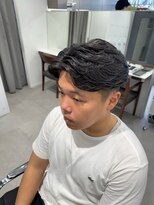 グルーマーズトウキョウ(GROOMER/S TOKYO)&nbsp;神保町ブルーブラック韓国マッシュセンターパートメンズパーマ☆