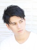 Haleブルーブラックニュアンスパーマスパイキーショートバーバー