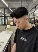 メンズセンターパートニュアンスパーマアップバング