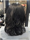 *巻かなくていい!ワンカールパーマミディアムウルフパーマヘア