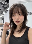 ミディアムヘア暗めカラー/デザインカラー/フェイスフレーミング