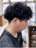 メンズカットツーブロックスパイラルパーマ