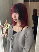 ラニヘアサロン(lani hair salon)&nbsp;レッド×ブラック/デザインカラー/ブロックカラー/暖色カラー/