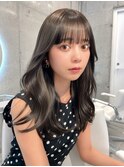 大人かわいい◇暗め透明感ミントグレージュ顔周りレイヤー