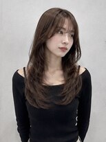 エイチ ウルフカット 大阪梅田(811)&nbsp;バレイヤージュセミロングハッシュカット50代レイヤーカット