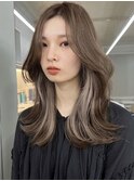 ショートヘアグレージュカラーデザインカラーシルキーベージュ