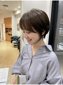 大人可愛い20代30代40代黒髪前下がりショートボブ丸みショート◎