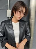 レイヤーカット ウェットヘア オリーブベージュ 大人ヘア 原宿