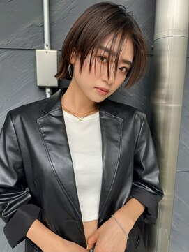 ミンクス 原宿店(MINX) レイヤーカット ウェットヘア オリーブベージュ 大人ヘア 原宿