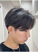 メンズセンターパート/ニュアンスパーマ/ダークアッシュ
