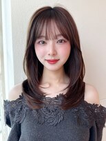 アフロート エル 大阪(AFLOAT L)&nbsp;暗髪も出せるこなれ感！フェイスレイヤー×ナチュラルセミロング