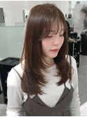 レイヤーカット顔まわりストレートロングレイヤー堀江