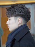 毛流れパーマ　ツーブロック　クリームパーマ