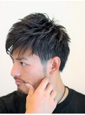 爽やかツーブロックショートヘアソフトスパイラルパーマ