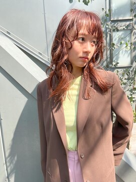 デイジー(Daisy) 天神/大名/ピンクオレンジ/春カラー/顔まわりカット