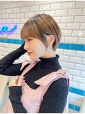 ミルクティーベージュ小顔コンパクトショートボブ
