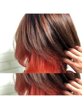 ラックスビーギャラリー なんば駅前店(LUXBE GALLERY) ＊津村＊style by LUXBE＊インナーカラー☆マンゴオレンジ