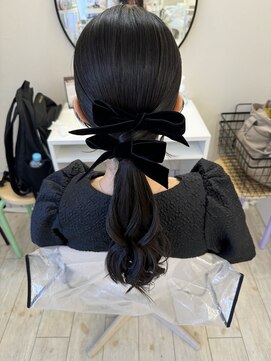 ヘアメイクアンドセットサロン リッコ(Hair make&set salon Ricco) 大人可愛いベロアリボンスタイル/梅田ヘアセット