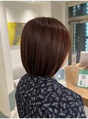 秋カラーショコラピンクショコラブラウンボブカットピンクカラー