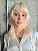 【阿形】ミディアム ウルフカットブロンドレイヤーカット