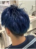 アップバング×ブルーカラー