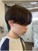 原宿カルマパーマメンズカットセンターパートウルフマッシュ30代