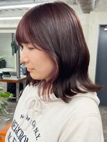 ニコ トウキョウ 渋谷(nico TOKYO)&nbsp;ダブルカラーチェリーレッドピンクブラウン韓国レイヤーロング