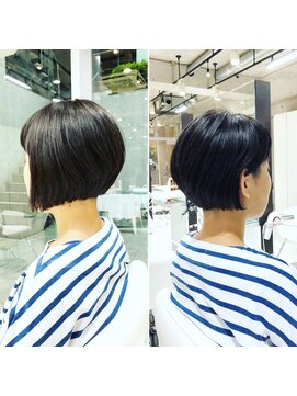 レンジシ オモテサンドウ(RENJISHI omotesando) モード感溢れるアシンメトリーショートボブ！＜本橋寛道＞