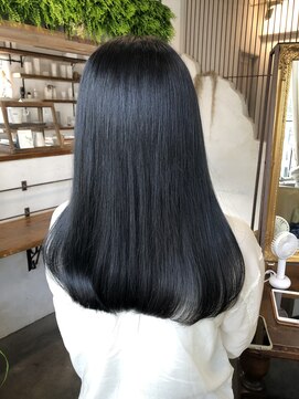 モワ 仙台(Mois) 【mois】ブリーチ履歴有りブルーブラックカラー(仙台／青葉区)