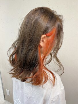アジールヘア 東上野店(agir hair) イヤリングカラーインナーオレンジグレージュイルミナカラー