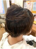【AMAZING HAIR中沢店/安達】丸みショートボブ×ハーフアップ