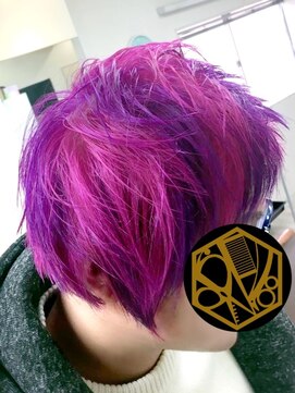 デザイナーズ ファクトリー(Designer's Factory) 紫xピンクツートン マッシュ ウルフ ツーブロック